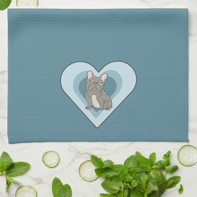 Gray French Bulldog Tea Towel (Folded)