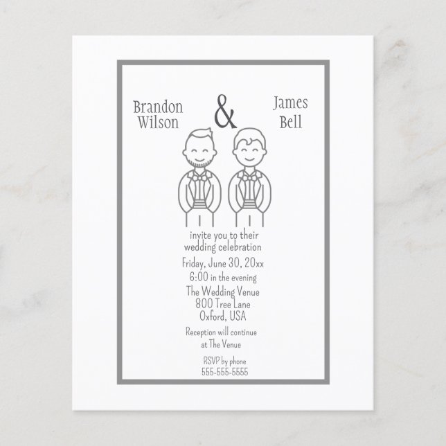 Gray Gay Couple Wedding Invitation   Flyer (Front)