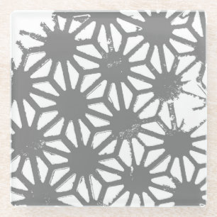 Gray geometric pattern glass coaster