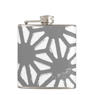 Gray geometric pattern hip flask