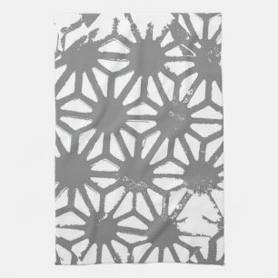 Gray geometric pattern tea towel