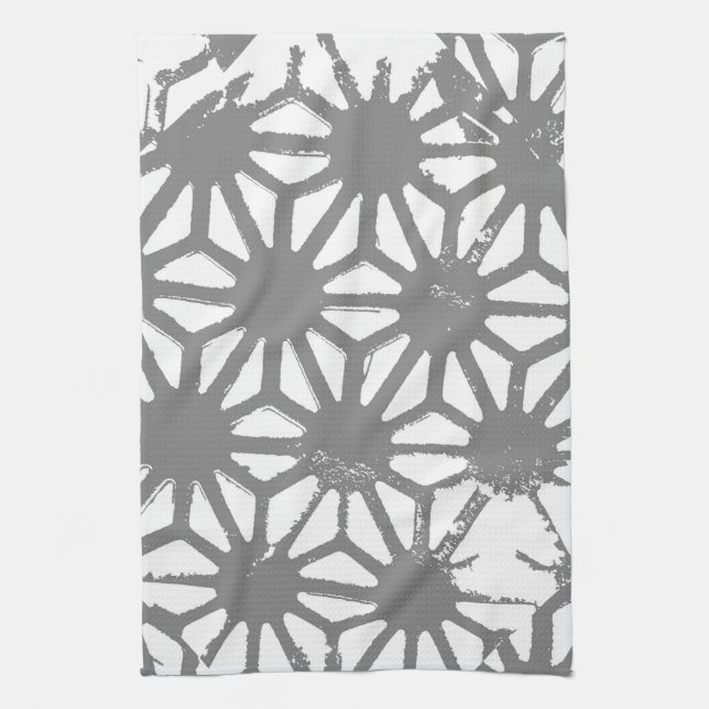 Gray geometric pattern tea towel (Vertical)
