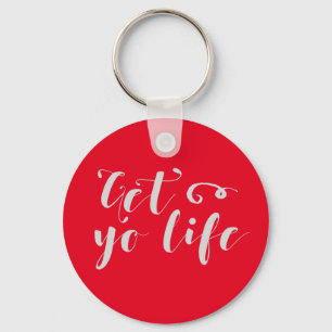 Gray Get Your Life Typography Key Ring