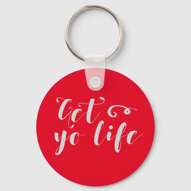 Gray Get Your Life Typography Key Ring (Front)