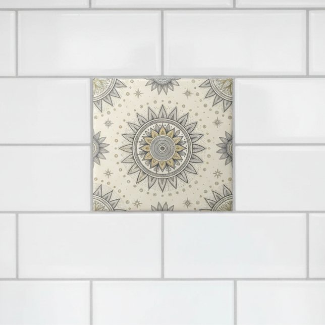 Gray Gold Mandala Pattern Tile (Creator Uploaded)