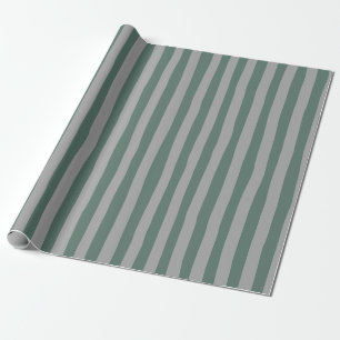 Gray-Green & Gray Wonky Stripes Wrapping Paper