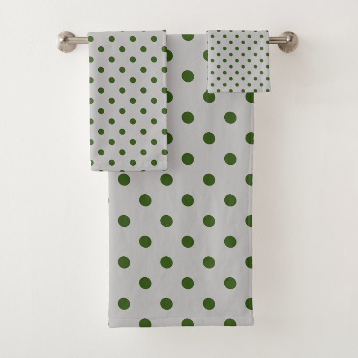 Gray Green Polka Dot Bath Towel Set Zazzle.co.uk