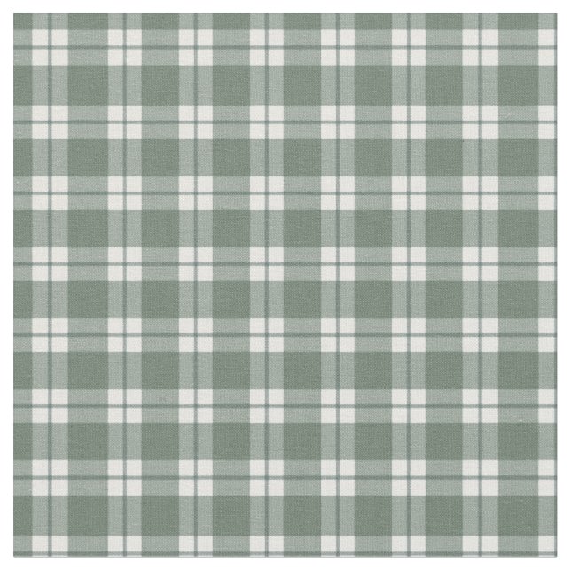 Gray-Green & White Plaid Fabric (Close Up)