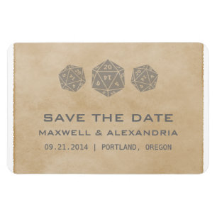 Gray Grunge D20 Dice Gamer Save the Date Magnet