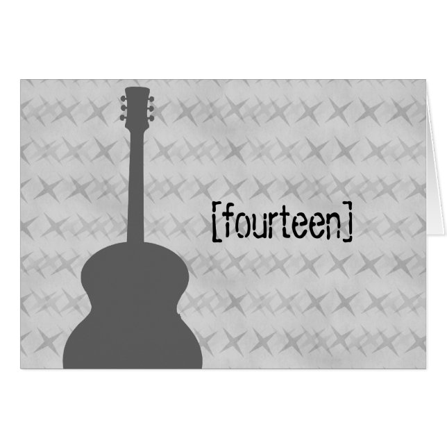 Gray Guitar Grunge Table Number Card (Front Horizontal)