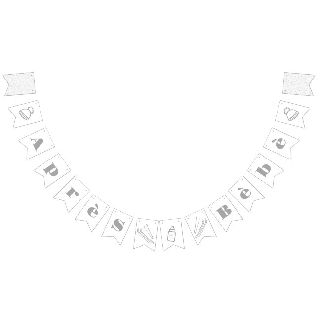 Gray Hand-Drawn Après Bébé Baby Shower Bunting (All)