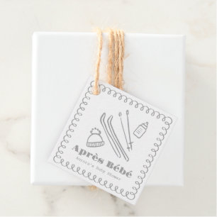 Gray Hand-Drawn Après Bébé Baby Shower Favour Tags