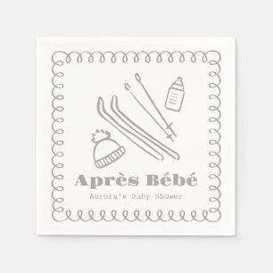 Gray Hand-Drawn Après Bébé Baby Shower Napkin