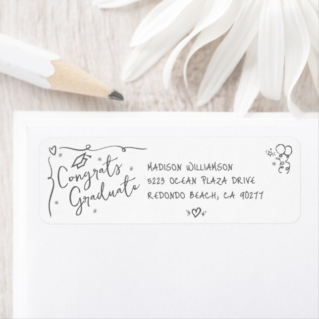 Gray Hand Drawn Doodle Graduation White Address (Insitu)