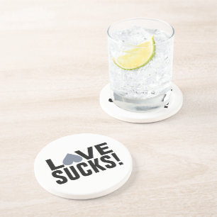 Gray Heart Anti-Valentine custom coaster