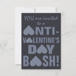 Gray Heart Anti-Valentine custom party invitations