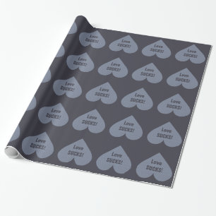 Gray Heart Anti-Valentine custom wrapping paper