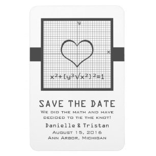 Gray Heart Math Graph Save the Date Magnet