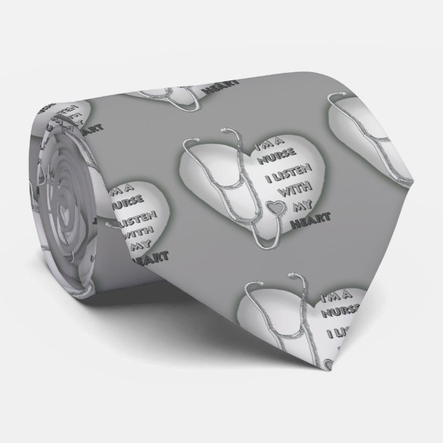 Gray Heart Nurse Tie (Rolled)