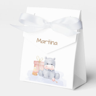 Gray Hipopopotamus Custom Sticker Favour Box