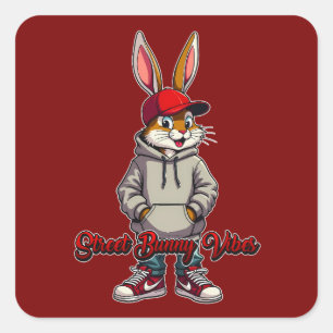 Gray Hoodie Street Bunny – Easter - Sticker