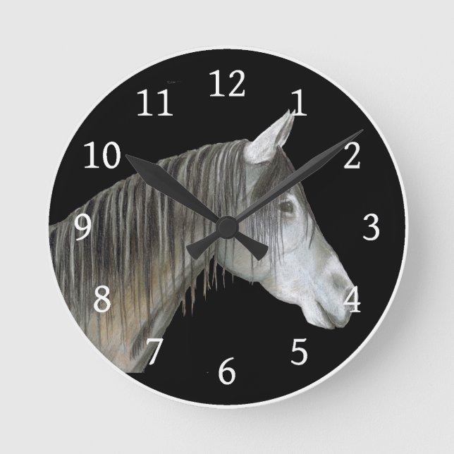 Gray Horse Round Clock (Front)