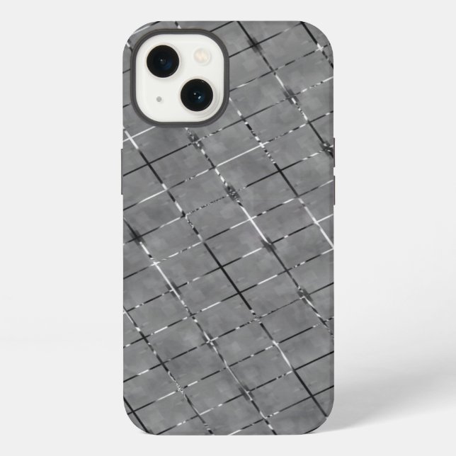 Gray image divided into rectangles, shine wire iPhone case (Back)