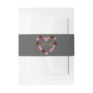 Gray invitation band with a pink heart invitation belly band