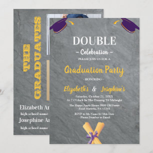 Gray joint Celebration Graduation Party 2 photos Invitation