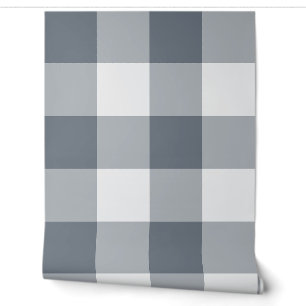 Gray Jumbo Buffalo Check Gingham Wallpaper