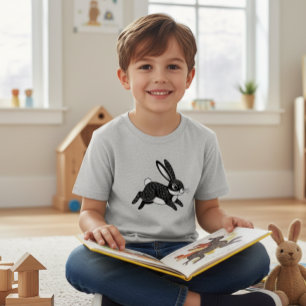 Gray Kids T-Shirt with Black and White Bunny Tri-Blend Shirt