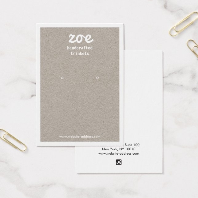 Gray Kraft Earring Display Card (Office)
