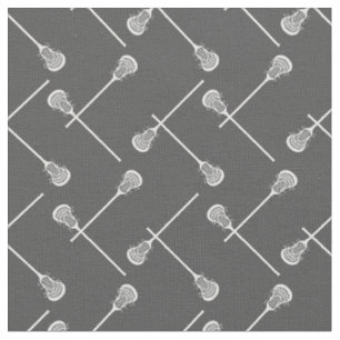 Gray Lacrosse White Sticks Patterned Fabric