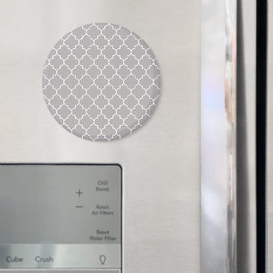 Gray Latticework, Quatrefoil, Moroccan Trellis Magnet