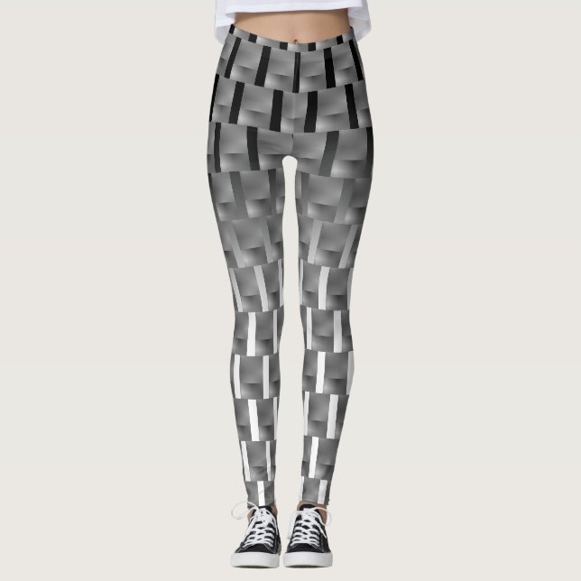 Gray legging, rectangles, white and black frames leggings (Front)