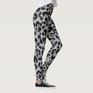 Gray Leopard Print Pattern Leggings