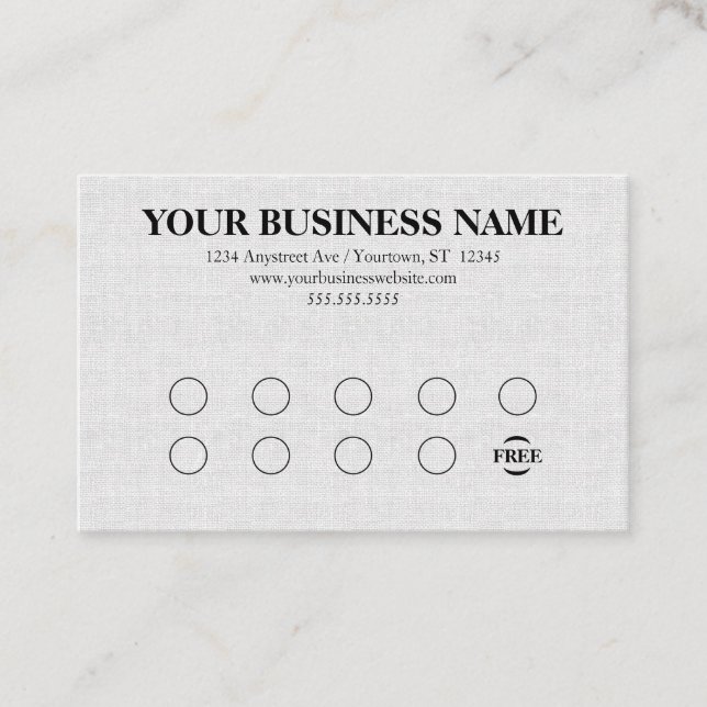 Gray Linen Look Generic Rewards Business Card (Front)