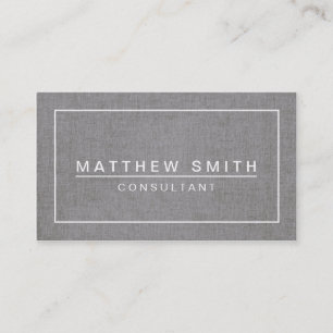 GRAY LINEN MODERN SIMPLE BUSINESS CARD