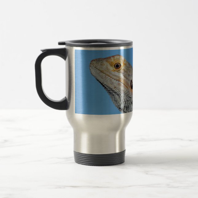 Gray Lizard and half moon Travel Mug (Left)