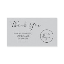 Gray Logo Script Thank You Card Discount Business