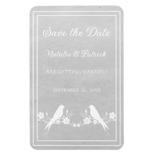 Gray Lovebird Floral Save the Date Magnet