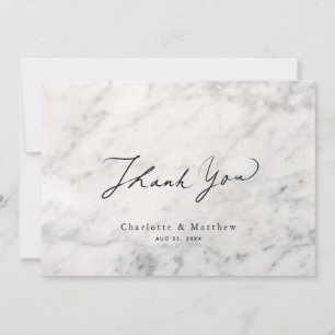 Gray Marble Caligraphy Wedding Thank You Card