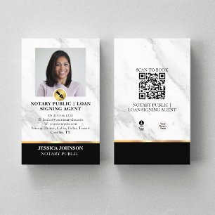 Gray Marble, Gold & Black Luxury Notary Public Pro Business Card
