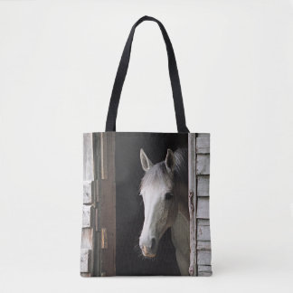 Gray Mare Horse Farm Animals Brown Tote Bag