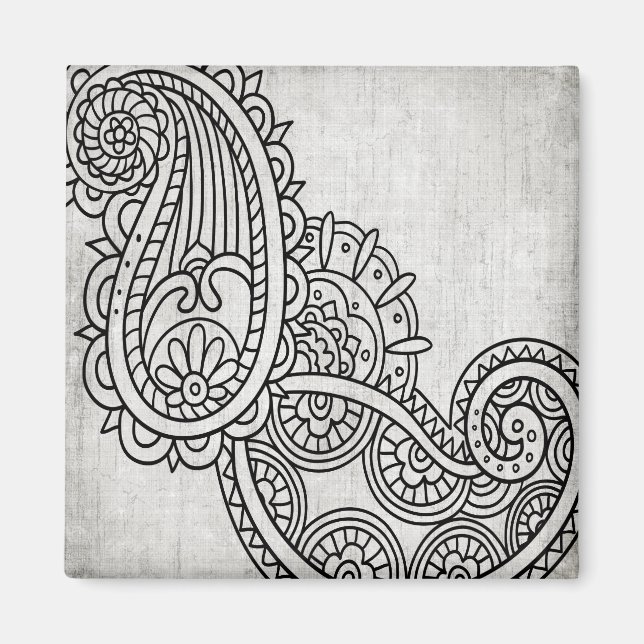 Gray Mehndi Motif Magnet (Front)