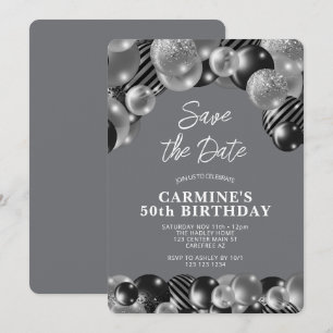 Gray Men's 50th Birthday Invitation