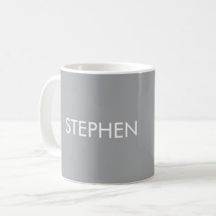 Gray minimalist custom name coffee mug