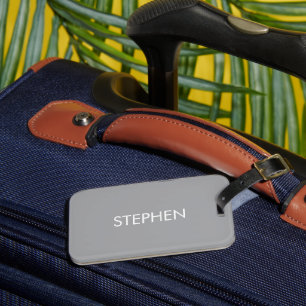 Gray minimalist custom name luggage tag