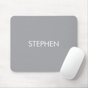 Gray minimalist custom name  mouse mat