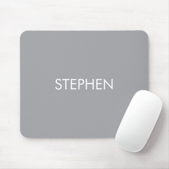 Gray minimalist custom name  mouse mat (With Mouse)